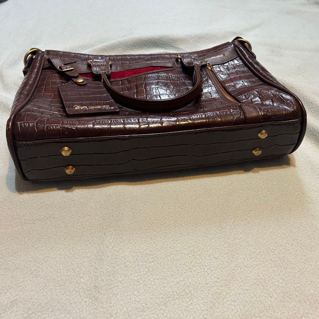 美品】サマンサキングズ ビジネスバッグ クロコ型押し A4収納可