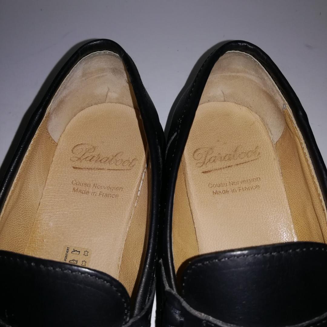 d0321 1,2回着用程度 パラブーツ オルセー コインローファー 3.5 黒