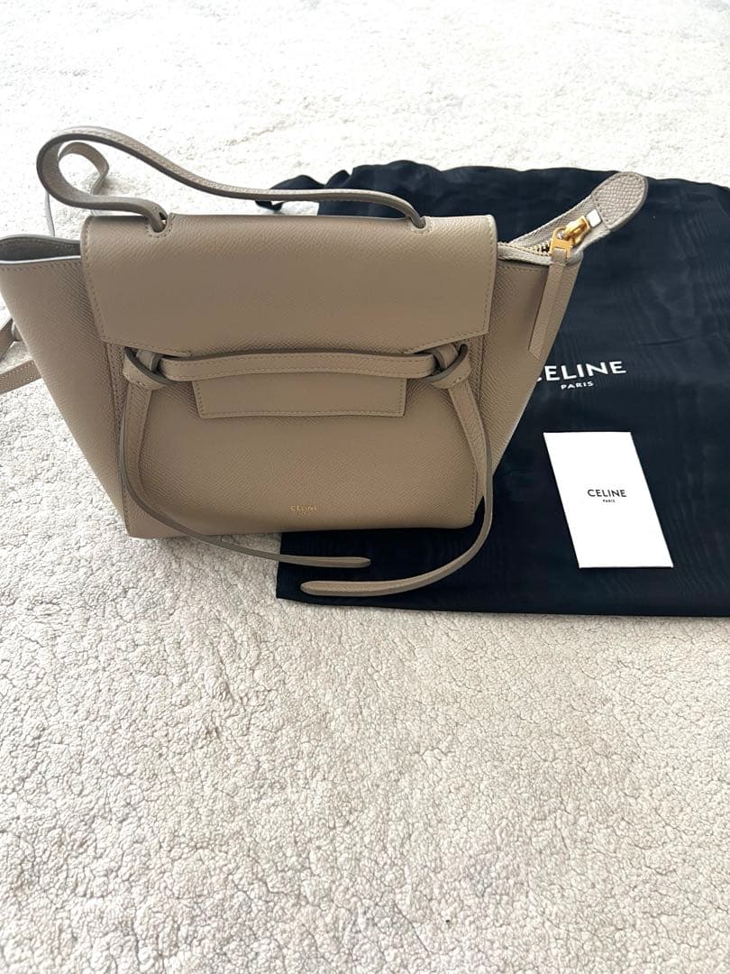 CELINE セリーヌ ベルトバッグナノ ライトトープ