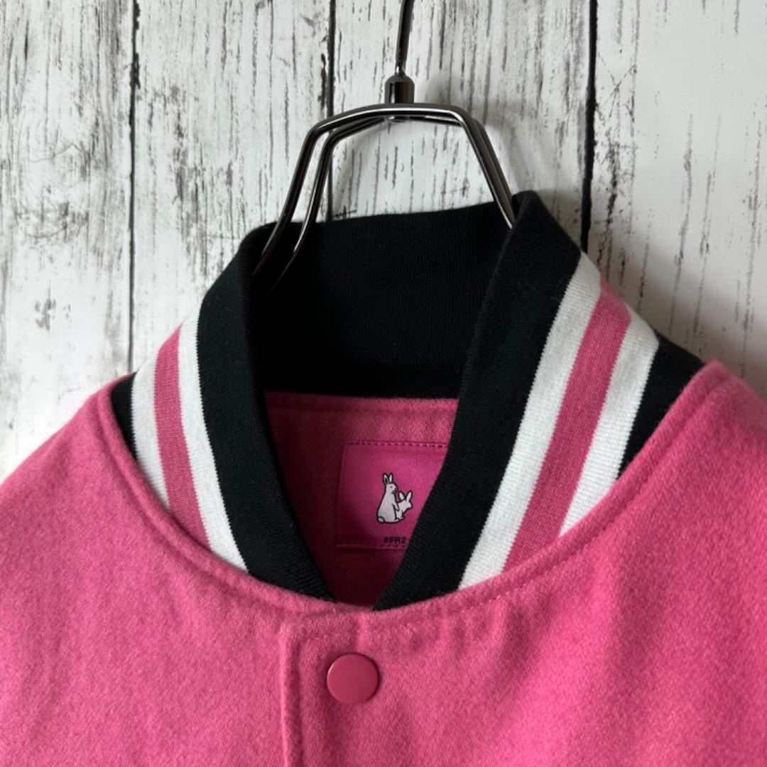 コッコ様FR2 梅 スタジャン XL ピンク 袖レザー ビッグロゴ パイル