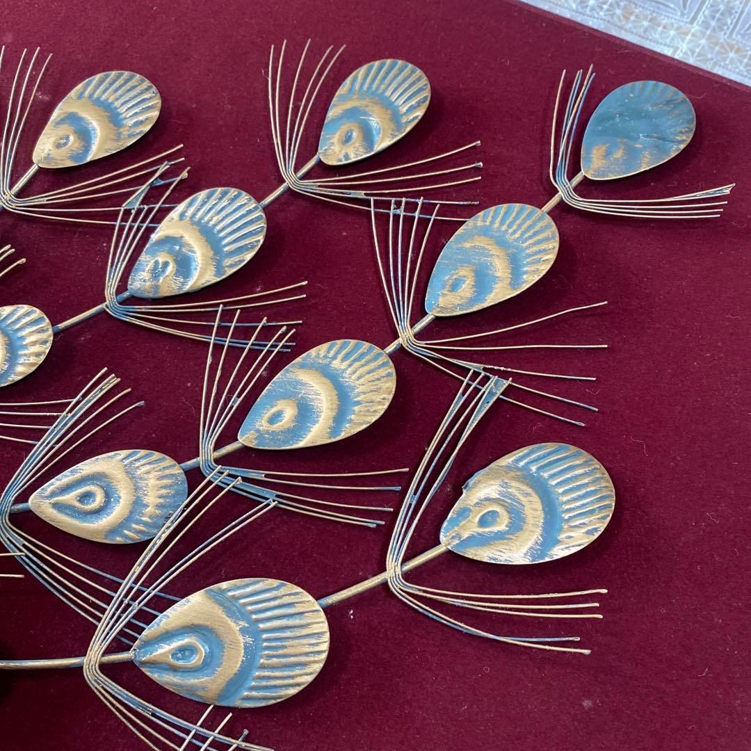 銅版画 彫刻 オブジェ 金属工芸 孔雀の装飾 イタリア ビンテージ