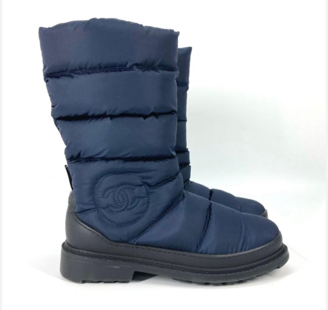 シャネル ブラック スノーブーツ ココマーク 希少　ネイビー　37 中古・古着通販】CHANEL (シャネル) スノーブーツ ブラック サイズ:36