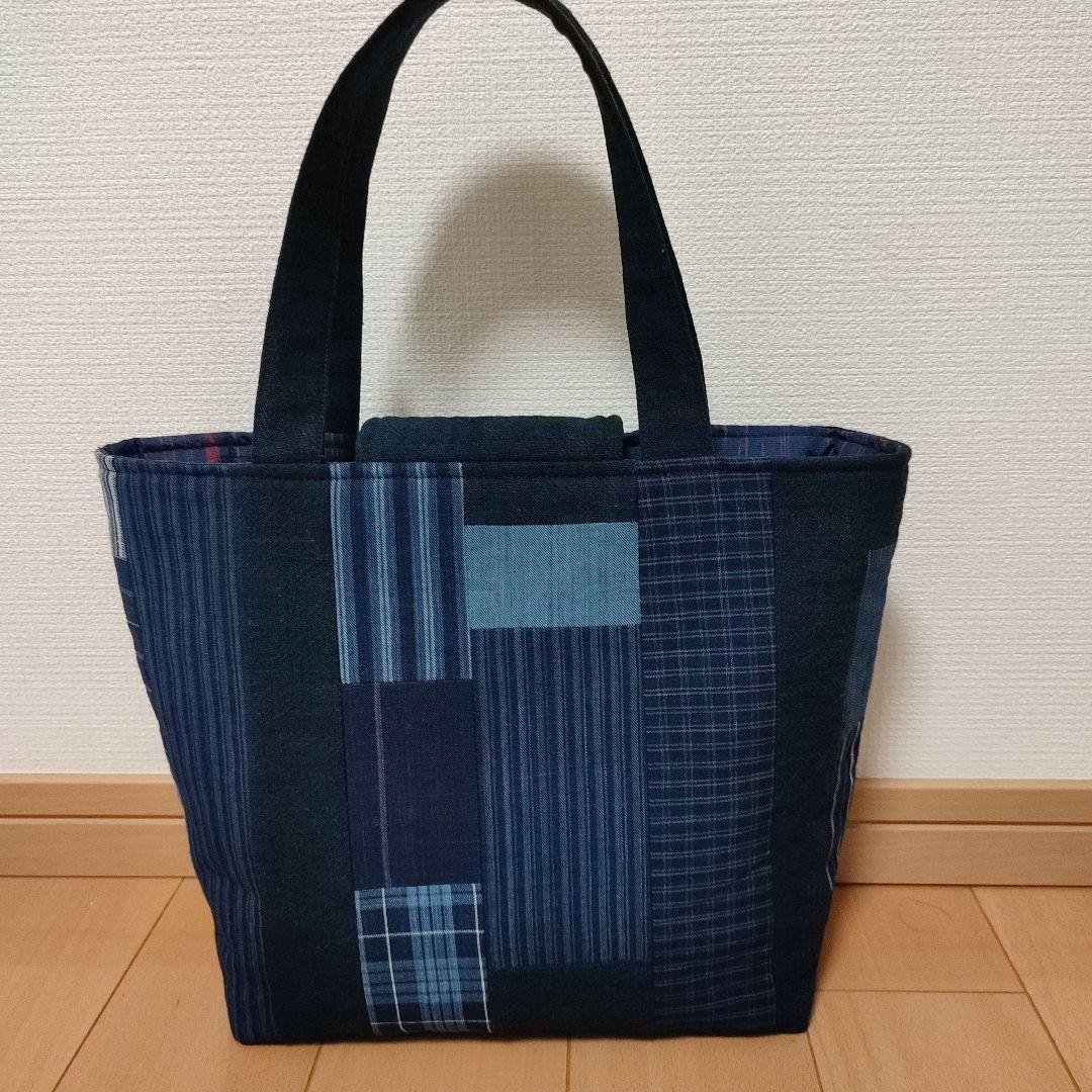松阪もめん（A）パッチワーク調縦繋ぎ トートバッグ - メルカリ