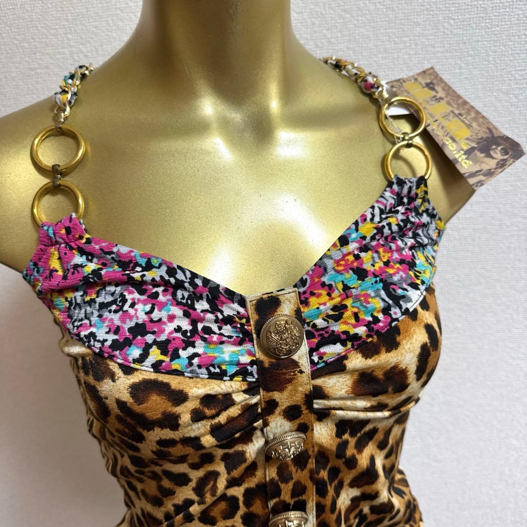 新品タグ付き★d.i.a.★平成ギャル★ヒョウ柄キャミ★金/悪羅悪羅/露出