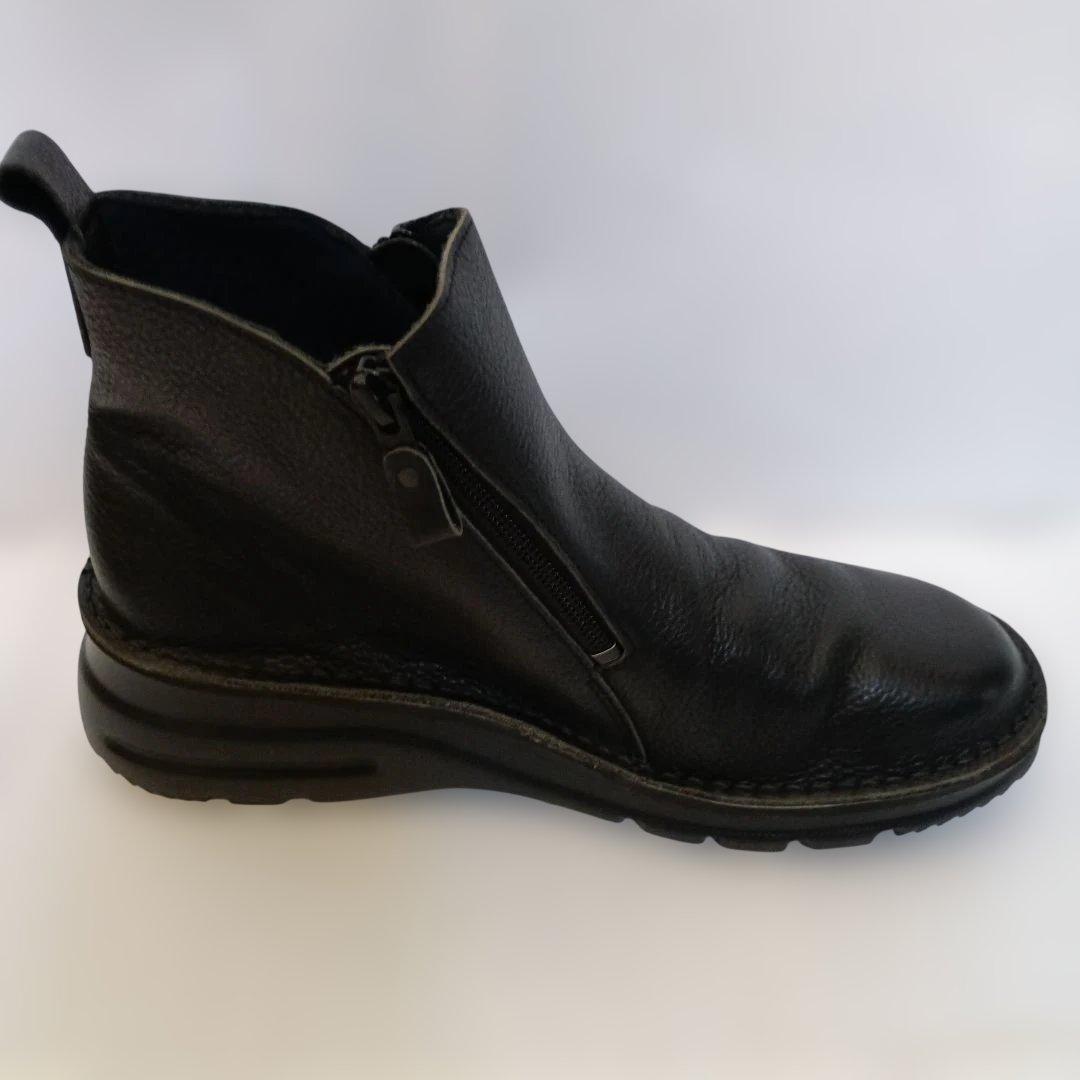 黒いレザーショートブーツ ジッパー付き 24.5cm 新品未使用