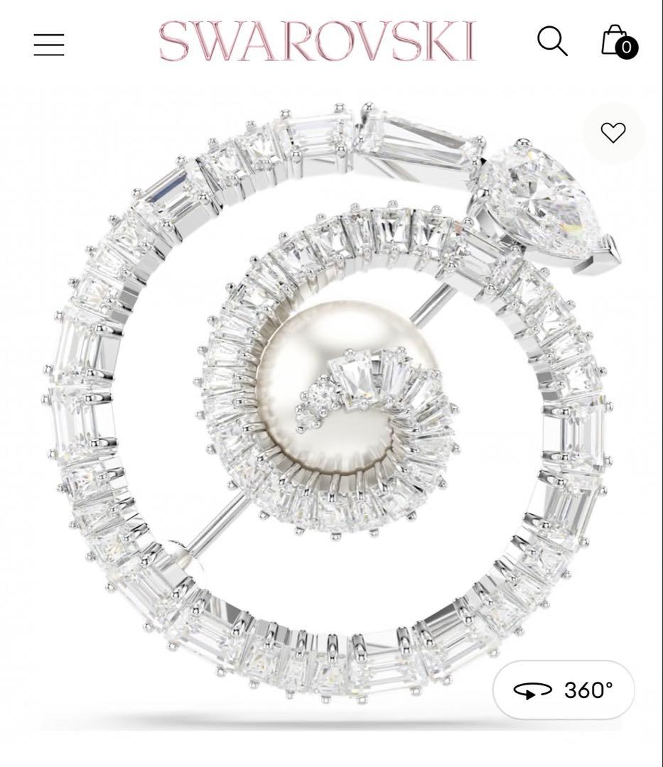 Swarovski Snake ブローチ クリスタル・パール, 巳年 Snake brooch, Crystal pearl, Mixed cuts, Year of the Snake, White