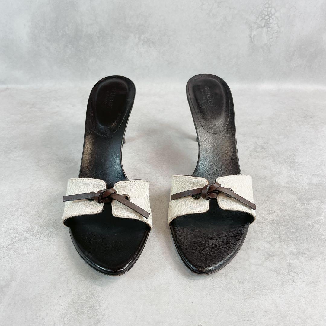Vintage Gucci Monogram Bow Mules 36 1/2