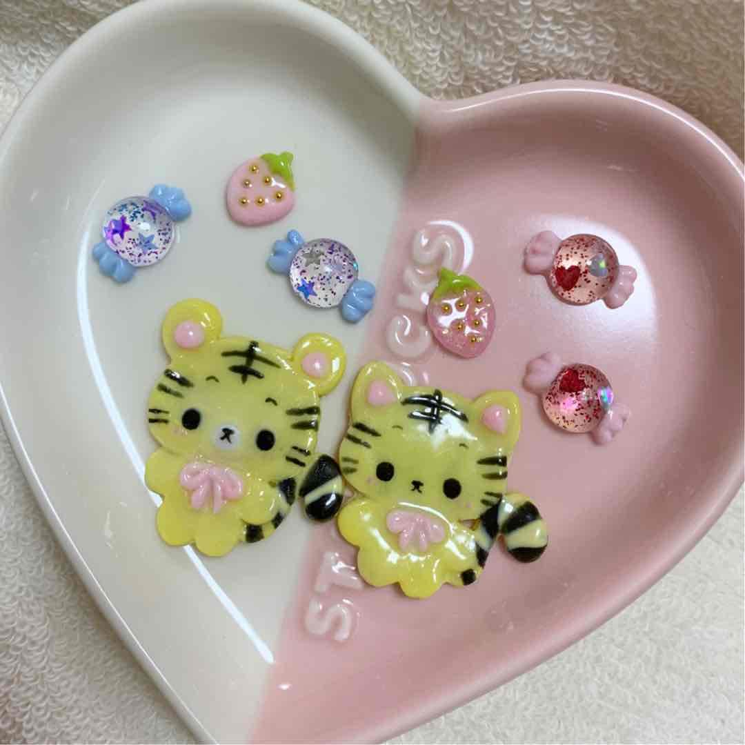 3dネイルパーツ オーダー くま ハート リボン 犬 トラ ねこ うさぎ