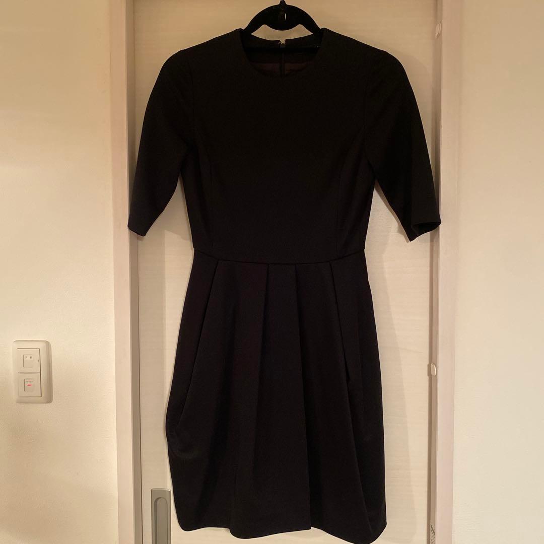 YOKO CHAN 黒 ひざ丈ワンピース 七分袖