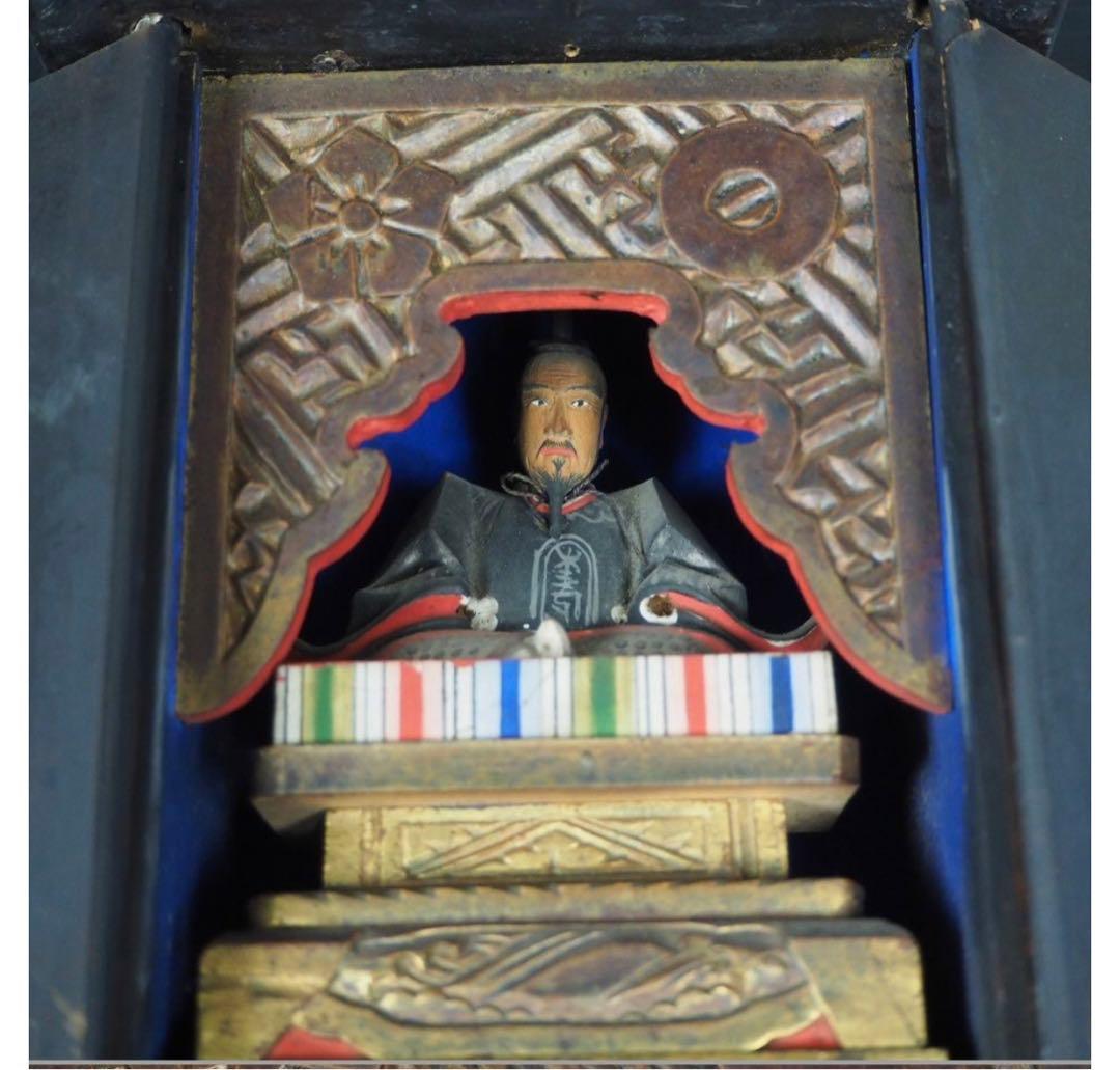 猪飼正徳送料無料　江戸時代　木彫清正公像・厨子　仏教美術