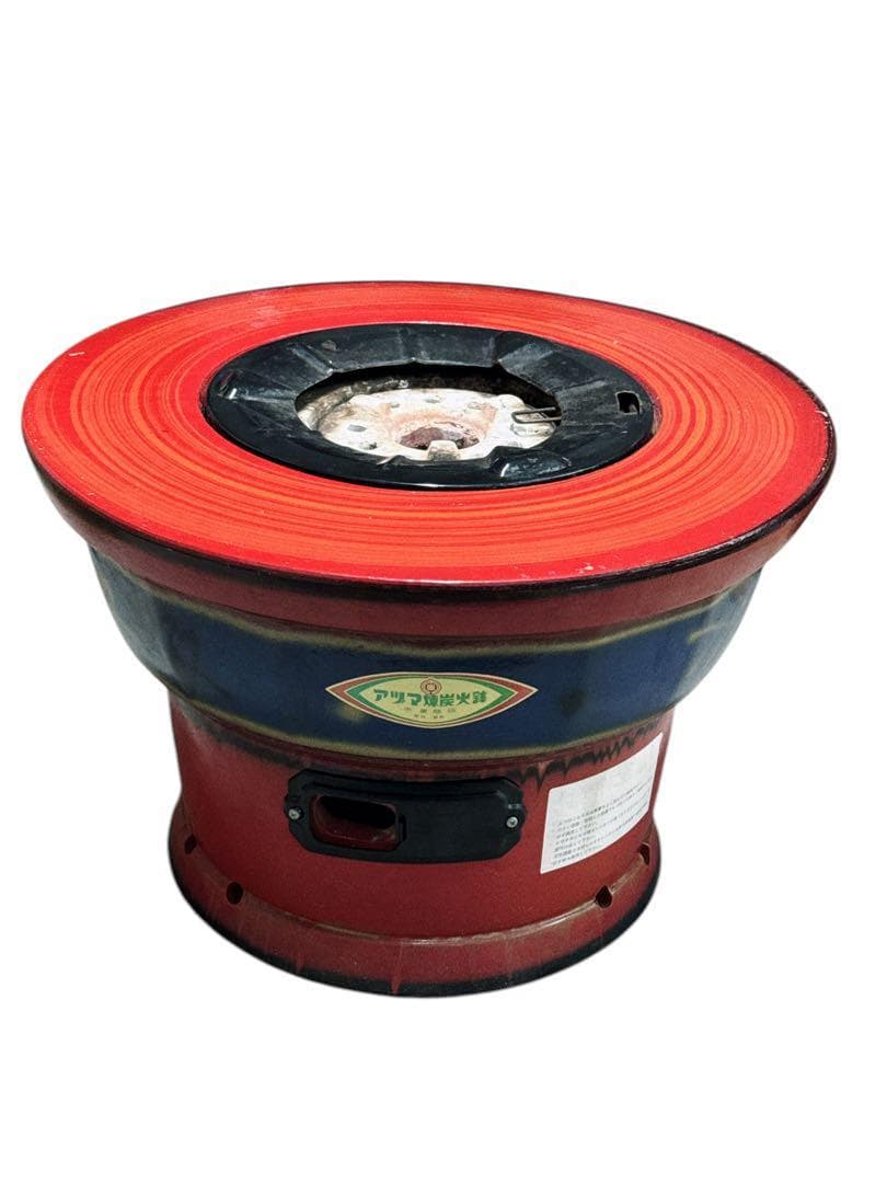 デッドストック　レトロ　練炭火鉢　古民具 希少【昭和レトロ】練炭火鉢 七輪付き陶器火鉢 大正ロマン