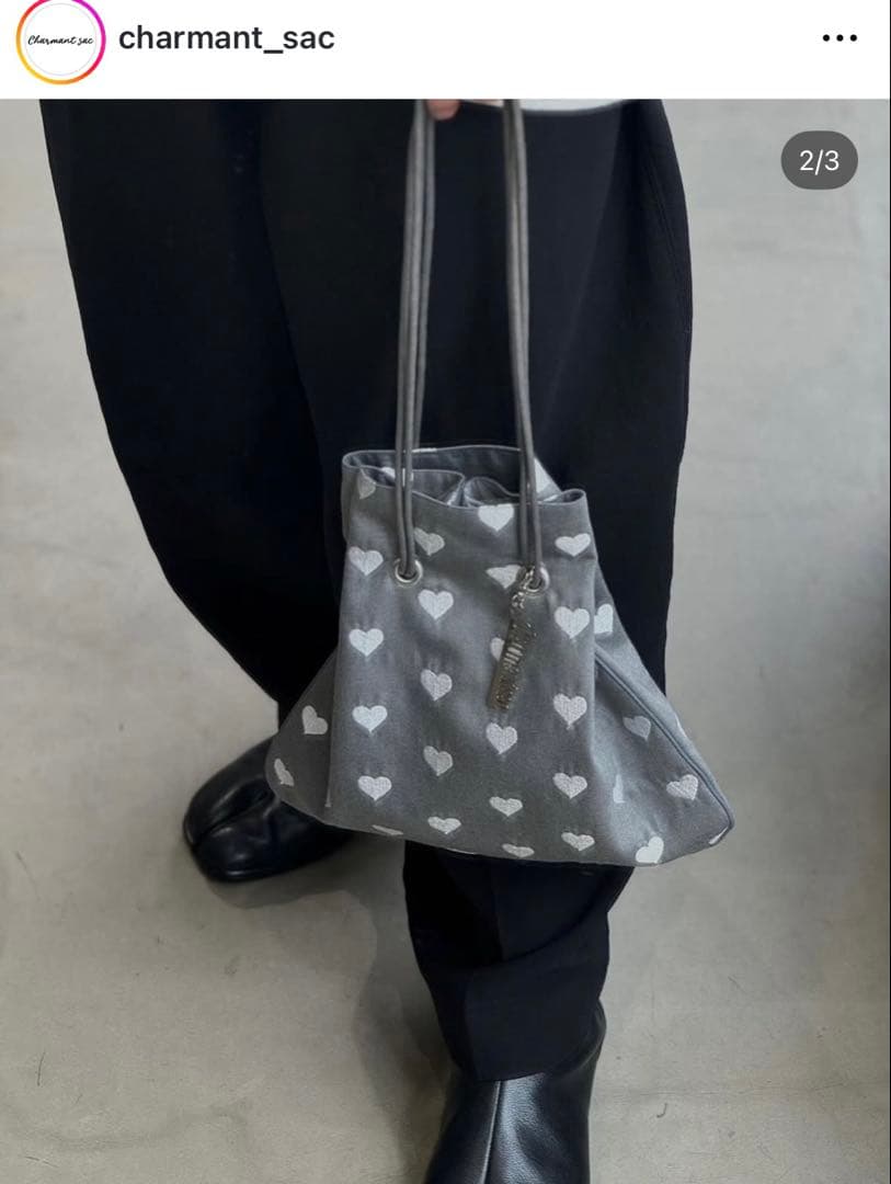 Charmantsac ハート エンブロイダリー巾着バッグ 限定完売品 - メルカリ