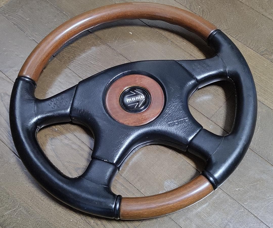 希少☆MOMO オリンピックⅢ ウッドレザーコンビステアリング 360