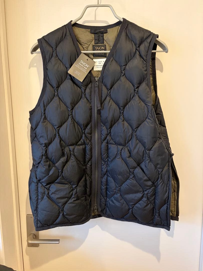 タイオン　taion ダウン　ベスト　ミリタリーライン TAION（タイオン） TAION-001BML-1 MILITARY LINE Vネックボタン