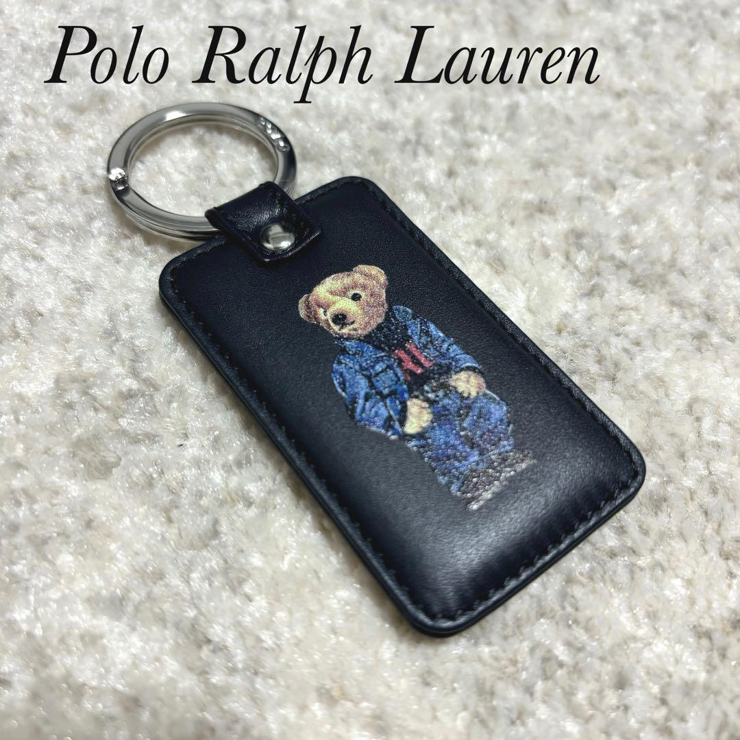 美品】ポロラルフローレン ポロベア キーリング キーホルダー レザー