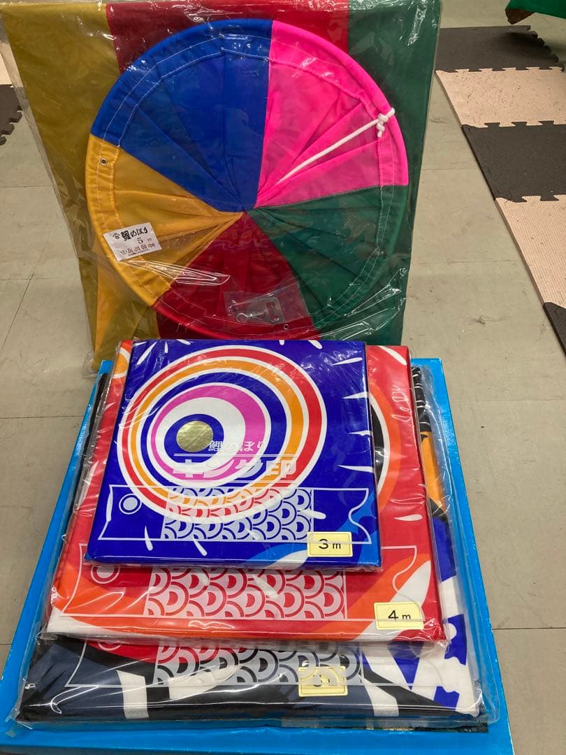 5m金太郎黒鯉、4m赤鯉、3m青鯉、5m吹流し4点セット 鯉のぼり こいのぼり シルキー金太郎鯉 10m 6点 五色吹流し ポール