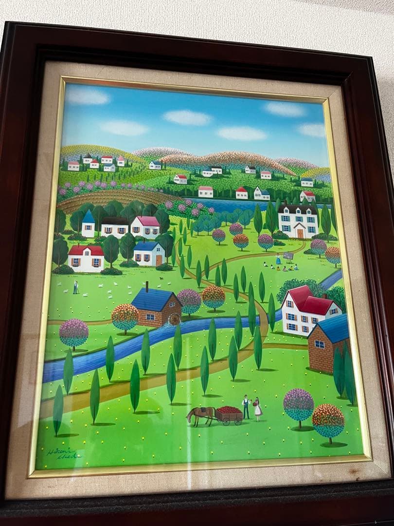 ビンテージ！池田ヒロミ絵画 豪華額縁付！