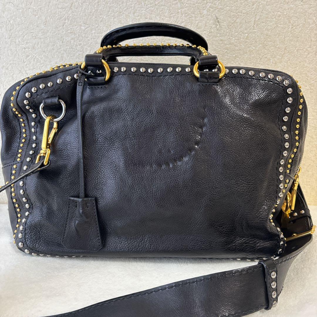希少・極美品】プラダ スタッズ 2way ショルダーバッグ ハンドバッグ