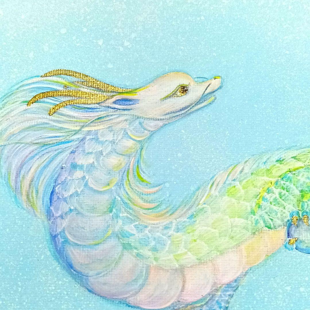 No.523 F4キャンバス アクリル画 原画 虹龍 開運絵画 龍神絵画 - メルカリ