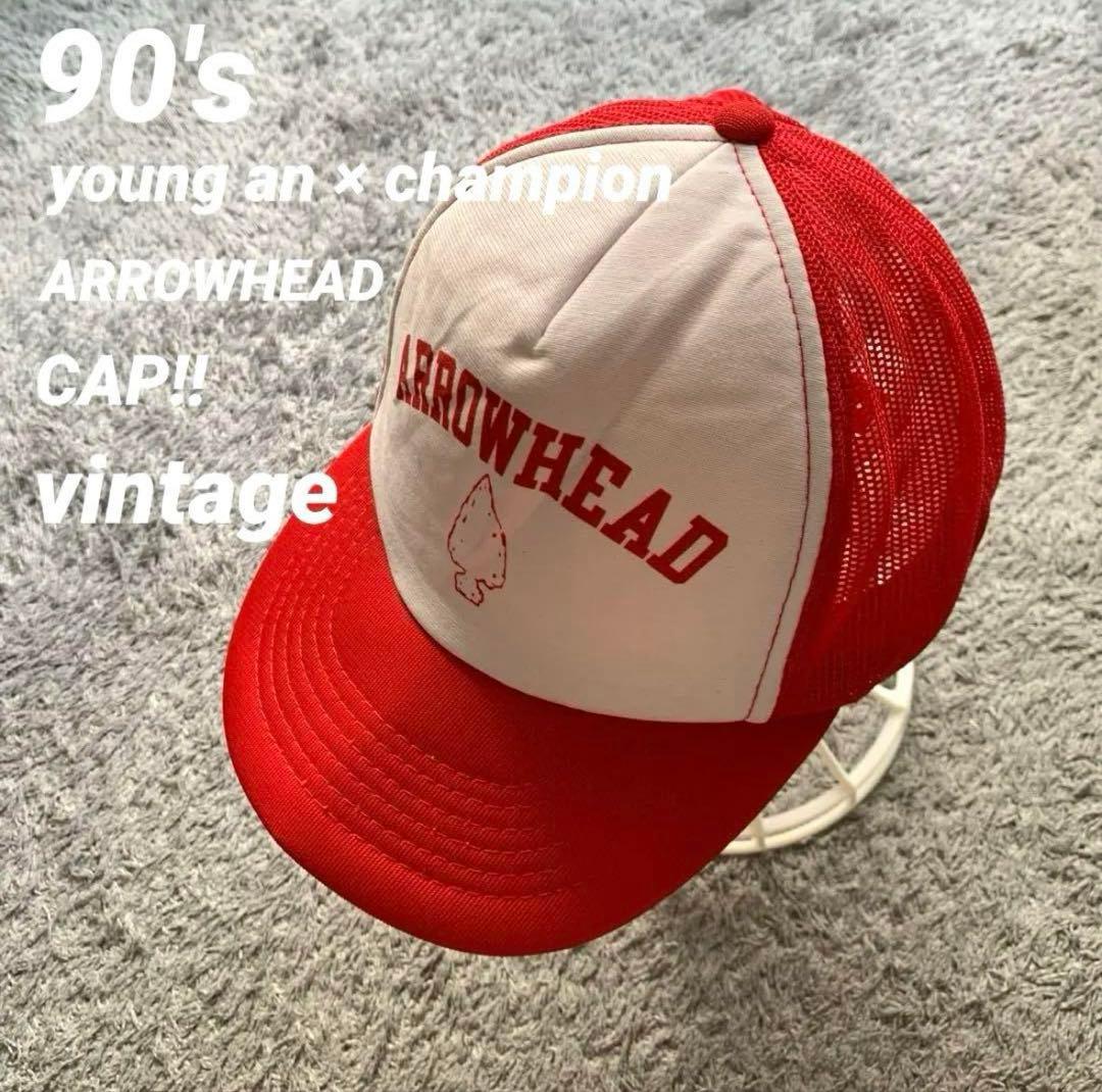 90's ヴィンテージ トラッカーキャップ 赤 - メルカリ