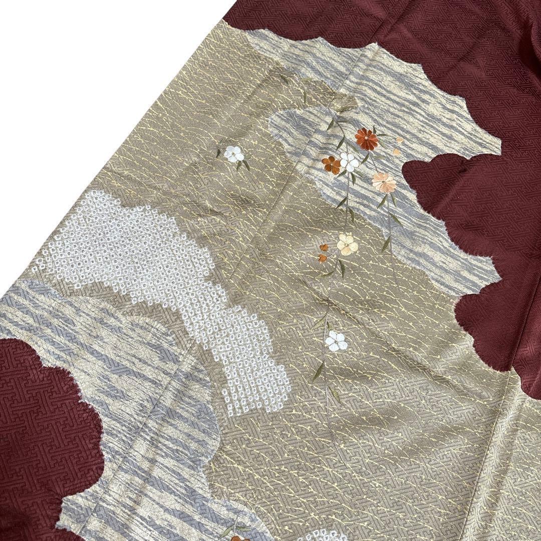 A160愛華 着物 訪問着 絞り 金彩 正絹 フォーマル 身丈163cm - メルカリ