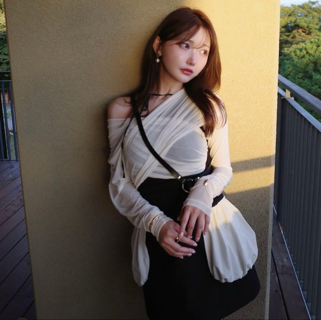 トップス crayme Hagoromo Tulle Tops black Crayme,