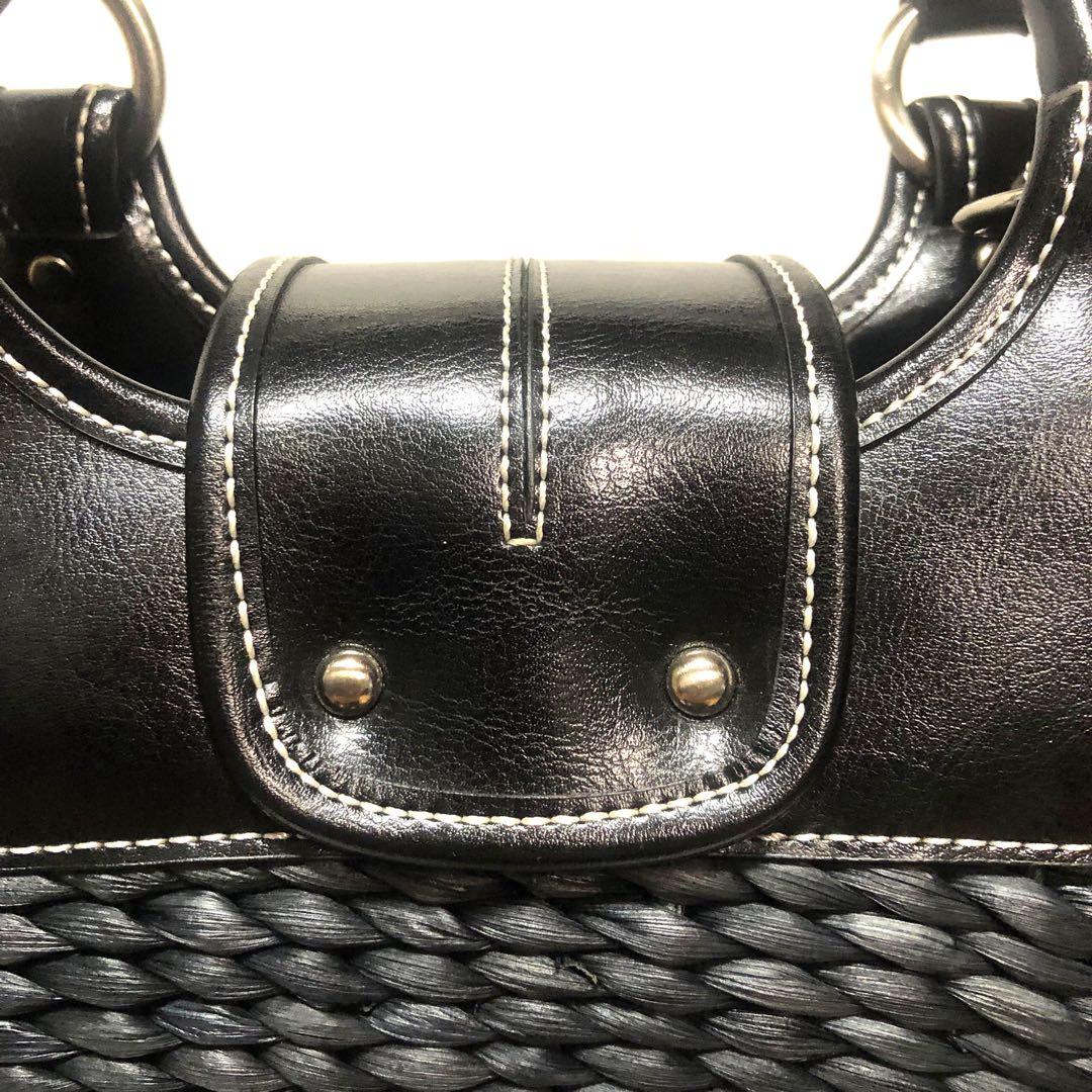 未使用級 皇室御用達】濱野 ハンドバッグ 籠バッグ レザー×編み込み