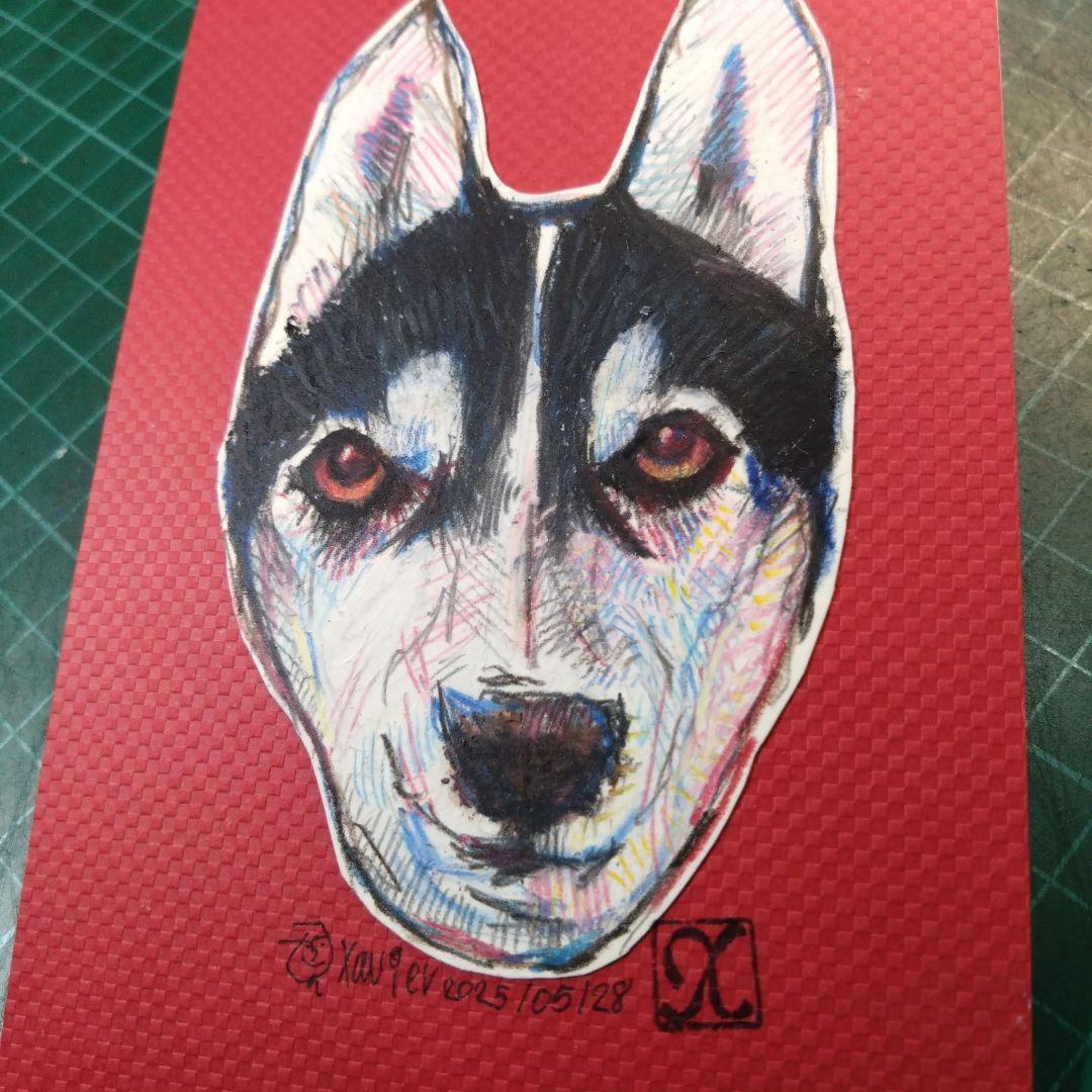 ザビちゃん】【原画肉筆】ワンちゃん・ハスキー