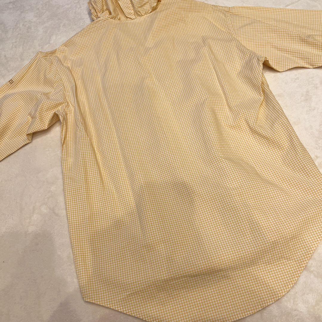 美品】ピンクハウス ギンガムチェック フリル&ロゴ刺繍ブラウス フード