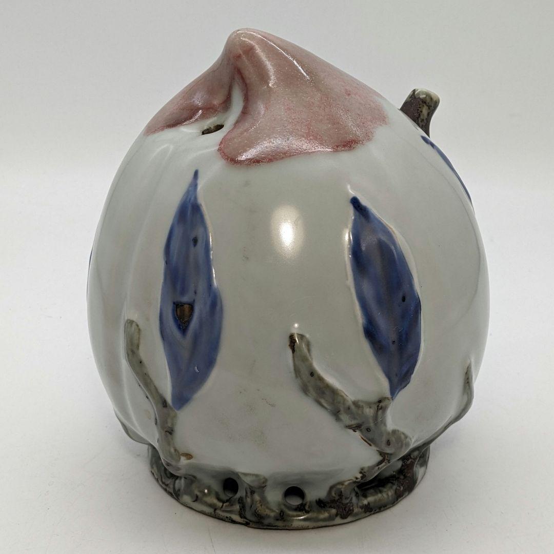 李朝 特大桃型水滴 辰砂青華彩 高麗白磁 染付 李氏朝鮮 書道具 水差 水