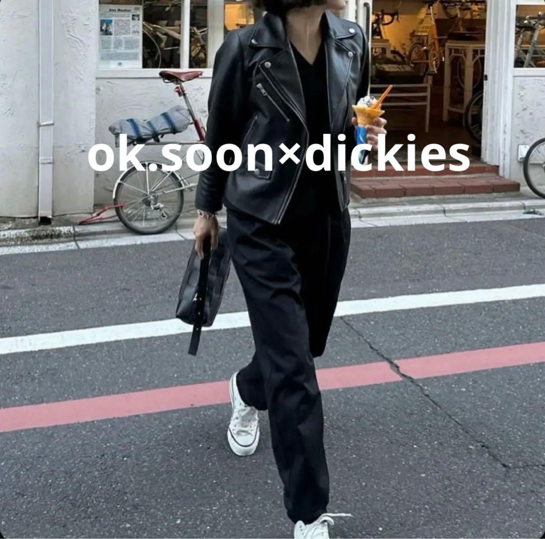 ok.soon×dickies 2tuck tapered chinopants ok.soon×dickies 2tuck tapered chino pants (blac