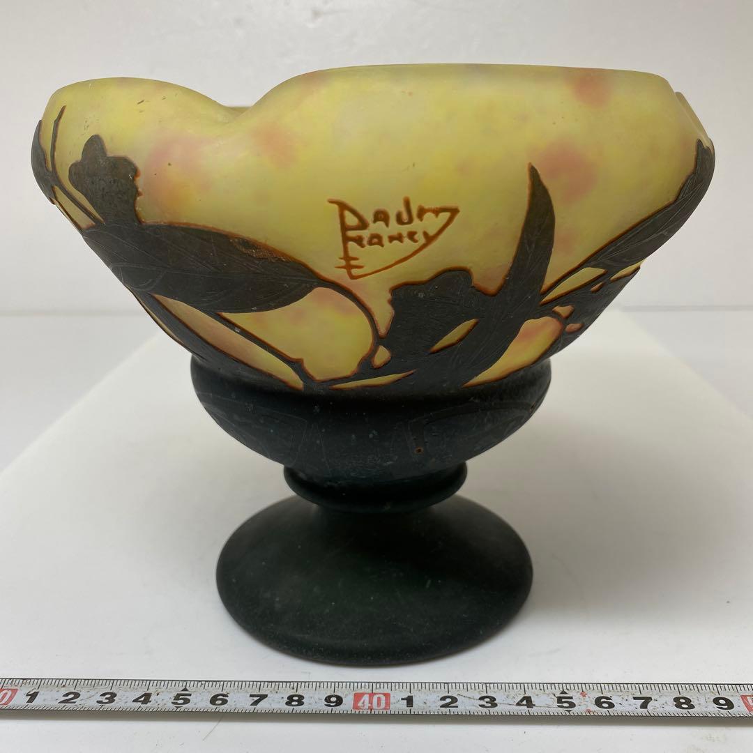 19世紀　ドームナンシー　異色ガラス溶込酸化腐食彫花瓶　東さ7-0130☆2F 19世紀ドームナンシー異色ガラス溶込酸化腐食彫花瓶東さ7-0130☆2F