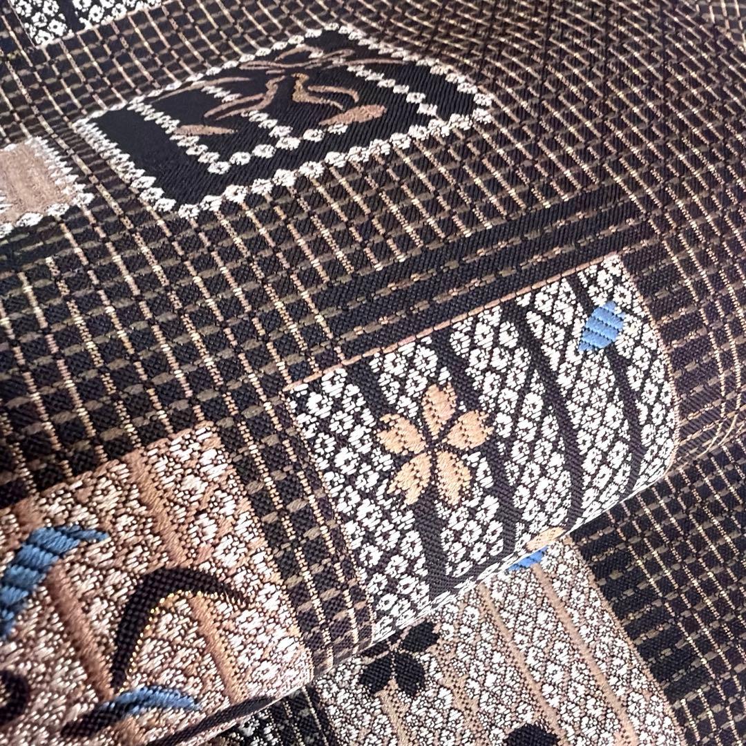 証紙あり　正絹　リバーシブル　本場筑前博多織《源氏香　歌舞伎隈取》