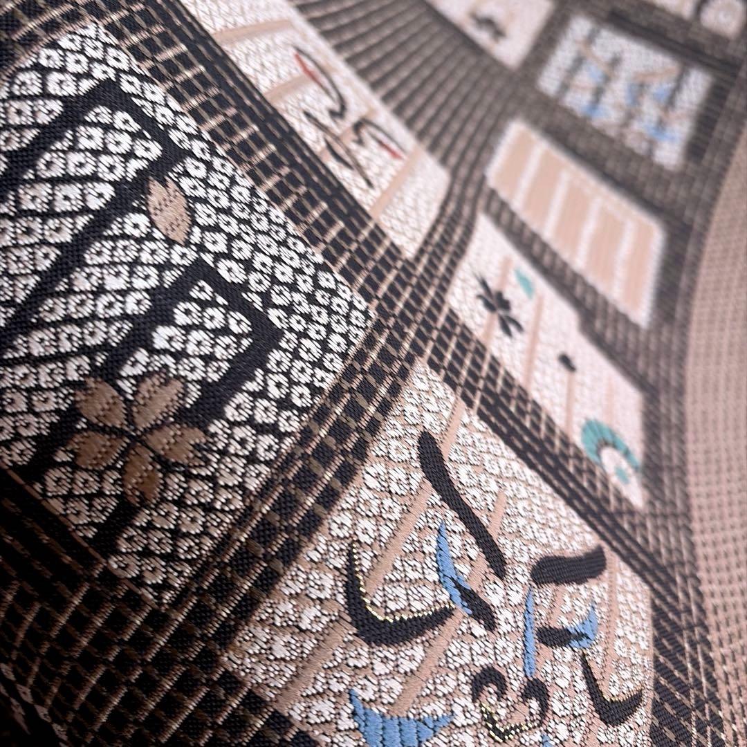 証紙あり　正絹　リバーシブル　本場筑前博多織《源氏香　歌舞伎隈取》