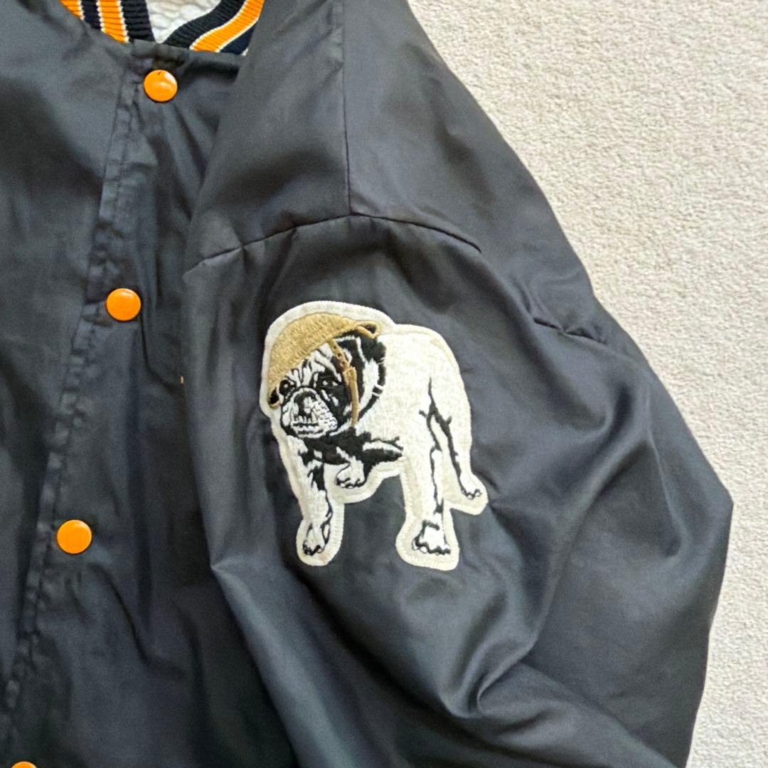 90s USA製】RENNOC スタジャン L ブラック×オレンジ 刺繍 短丈 - メルカリ