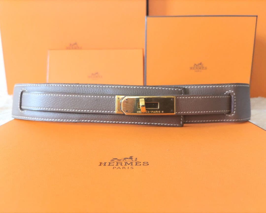 HERMES ケリーベルト ゴールド金具 エトゥープ - メルカリ
