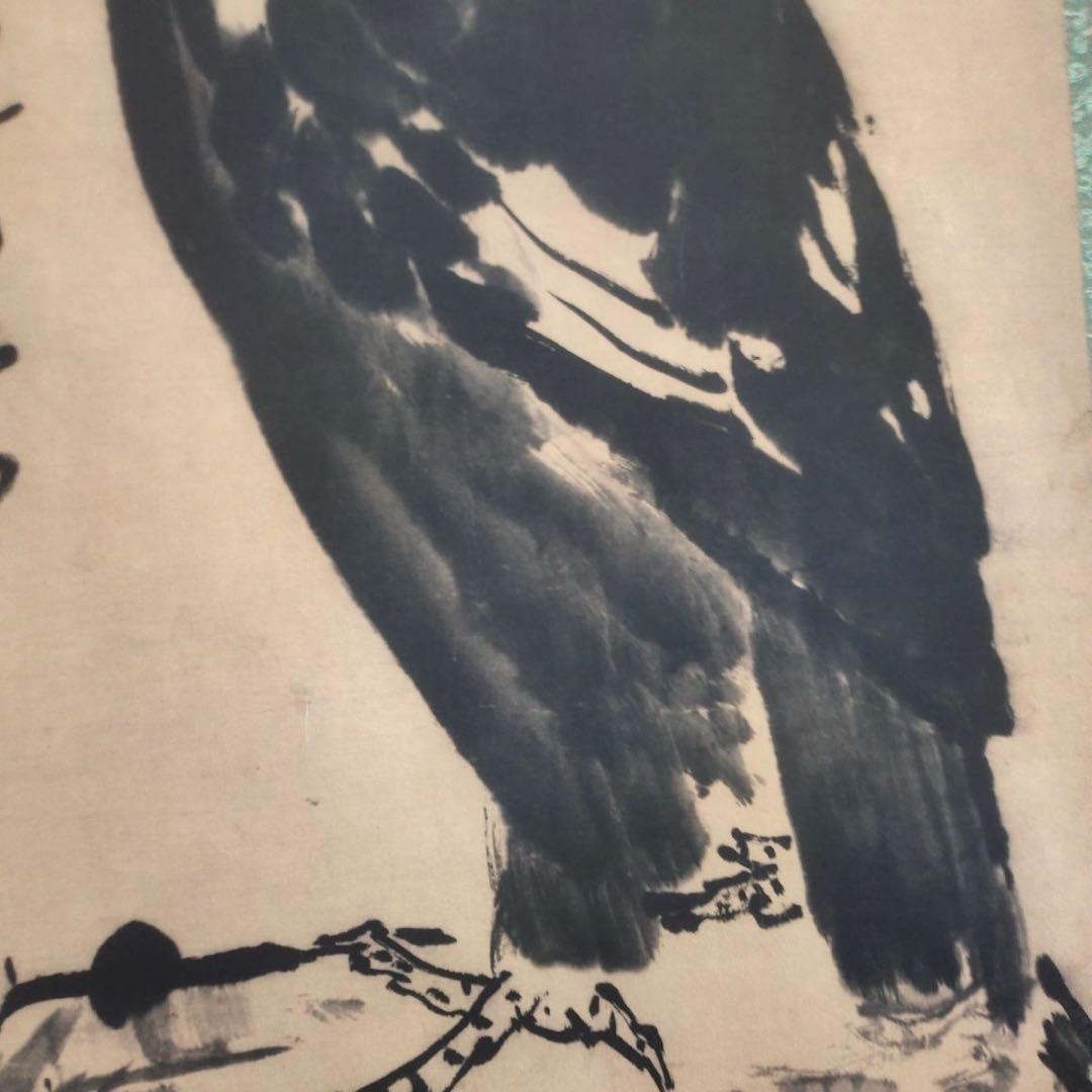 中国絵画 掛け軸 鷹図 水墨画 アート 壁掛け 書画 インテリア 装飾 中堂