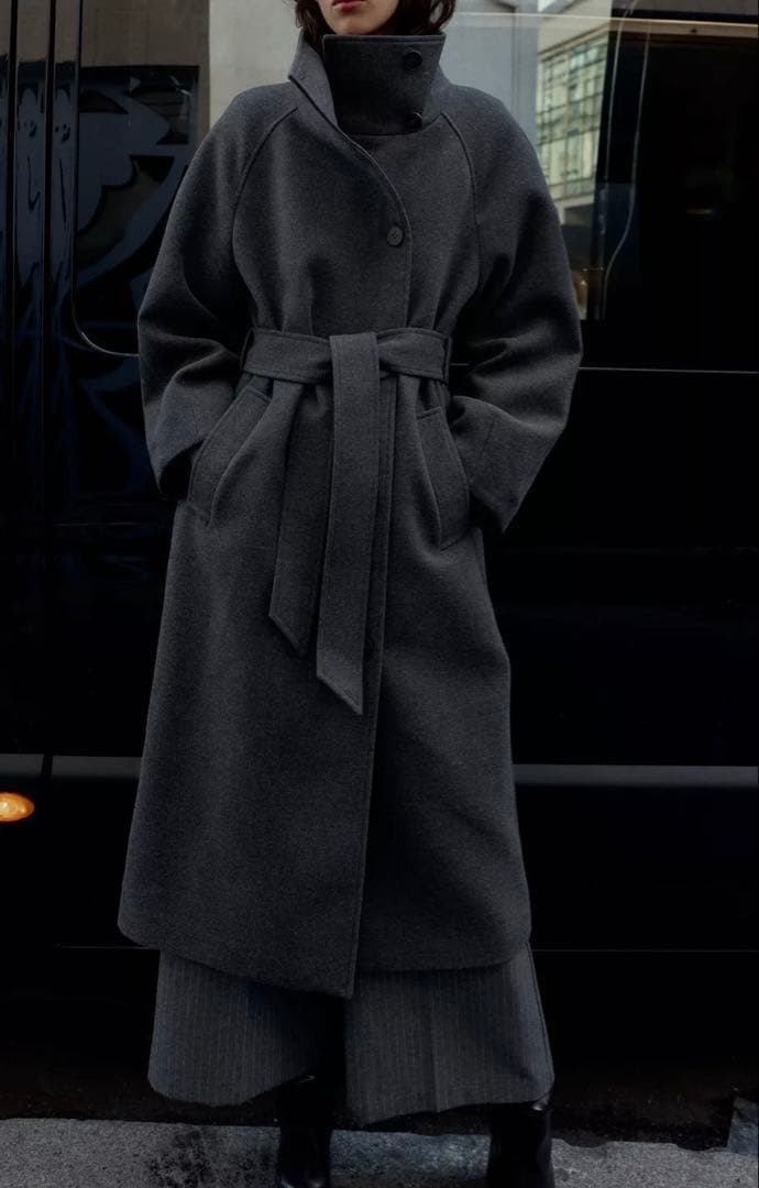 完売品！ZARA ソフトハイネックベルトコート - メルカリ