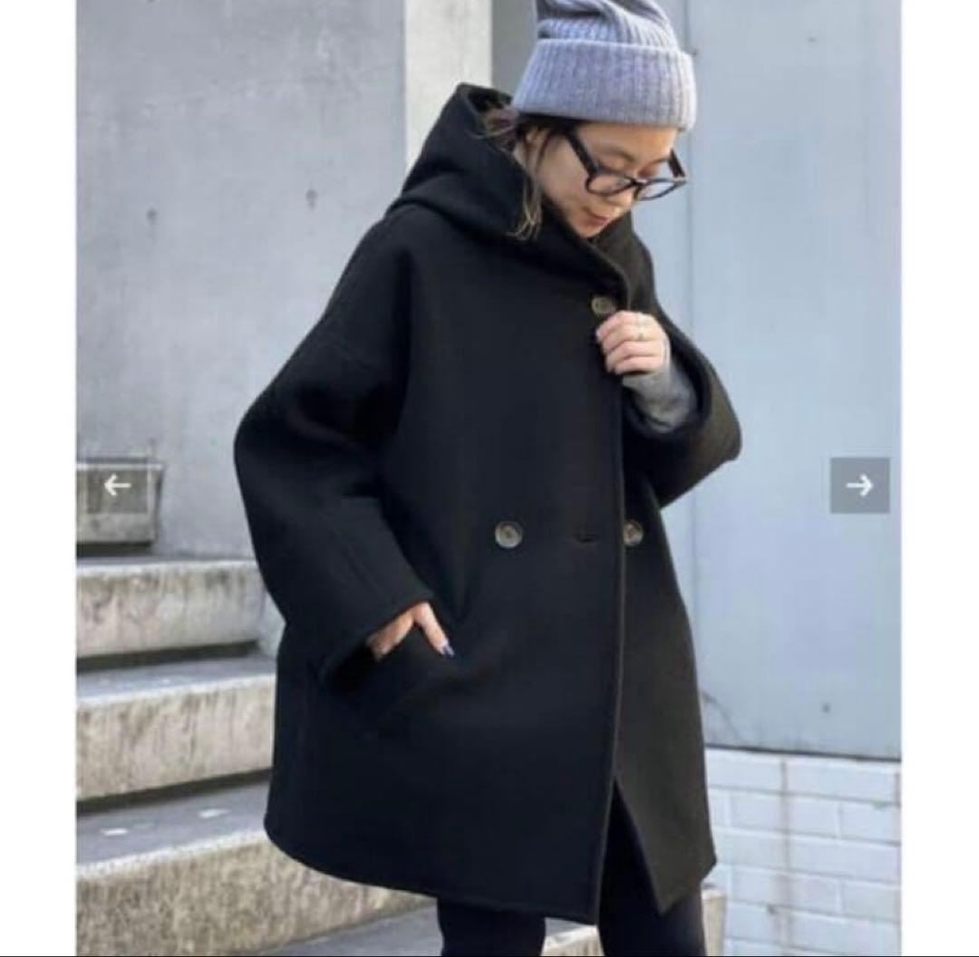 特価⭐️AP STUDIO⭐️ライトモッサオーバーフーディーコート　ブラック AP STUDIO（エーピーストゥディオ）の「ライトモッサオーバー