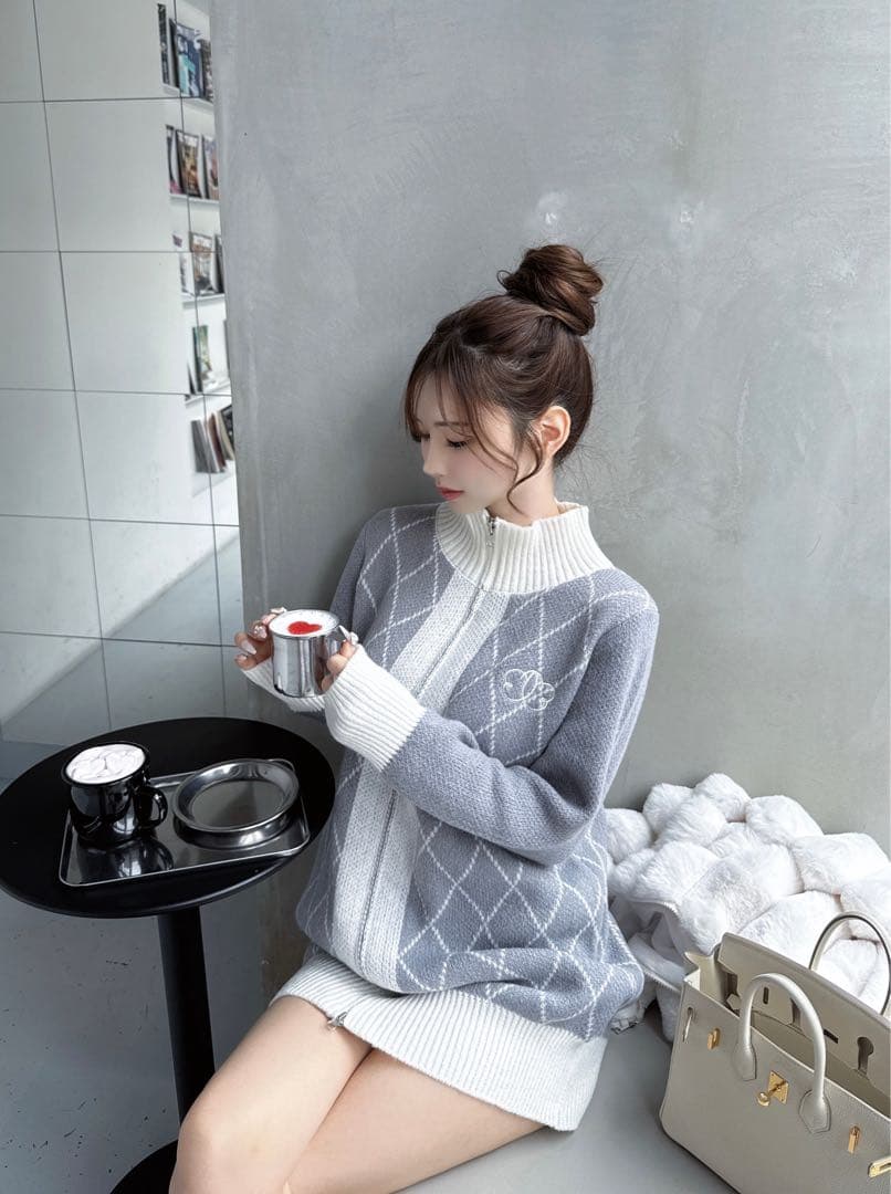 diagonal check papillon knit op Lumignon - メルカリ