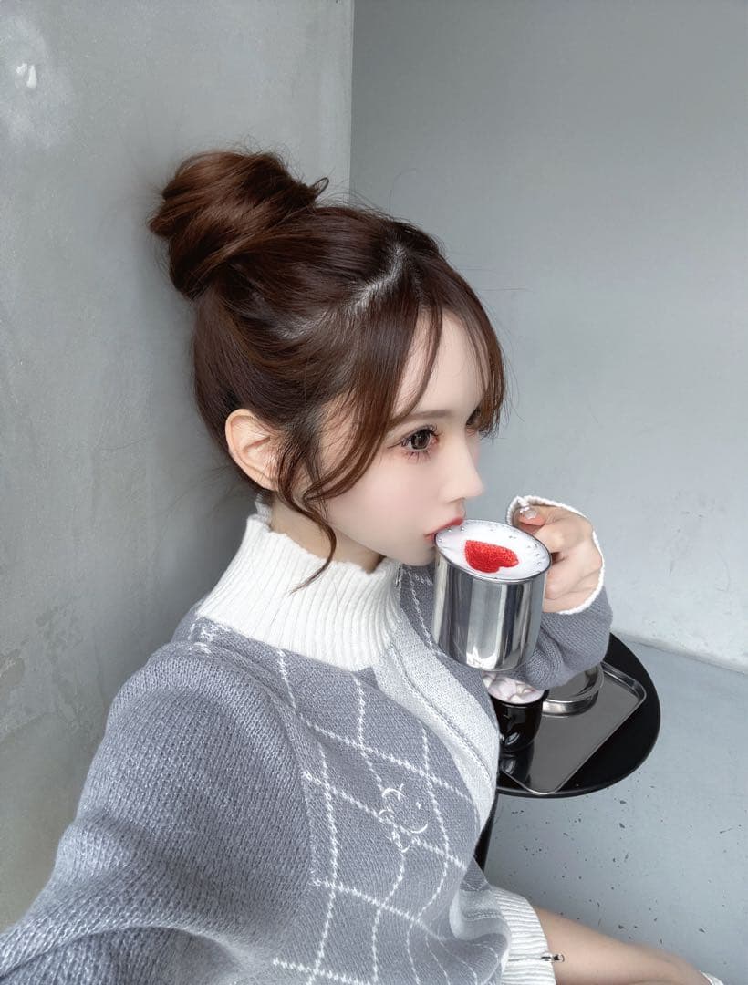 diagonal check papillon knit op Lumignon - メルカリ