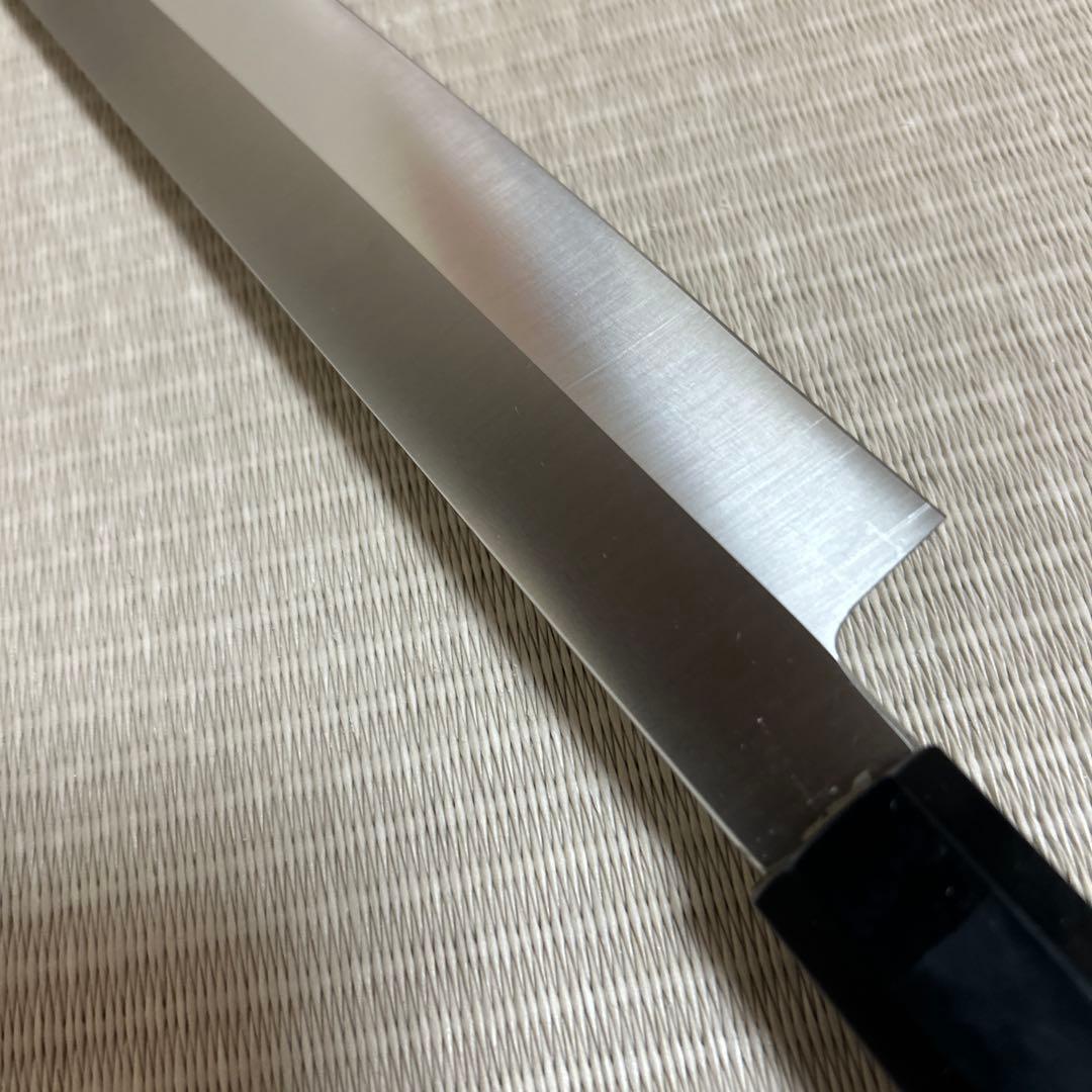尺 柳刃 包丁 和包丁 本焼 黒檀黒水牛八角柄 新品 箱付き V金10号