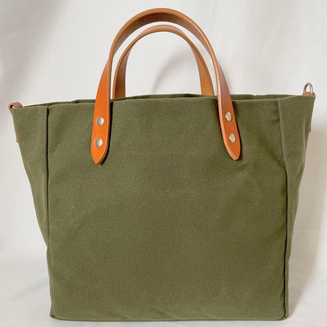 カワニシカバン アベベ 瀬戸内レザーハンドル トートバッグ オリーブ