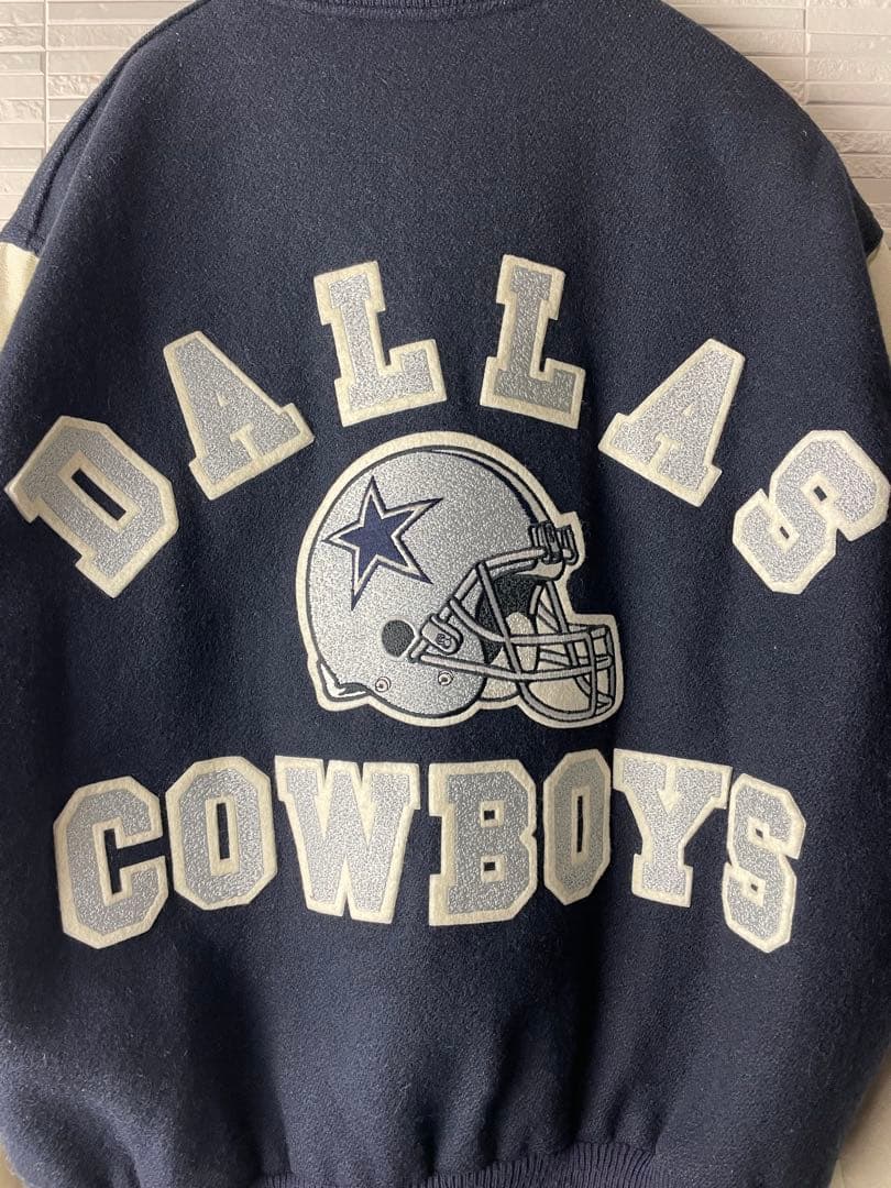 80s NFLダラス・カウボーイズ レザー切替スタジャン スタジアムジャケット