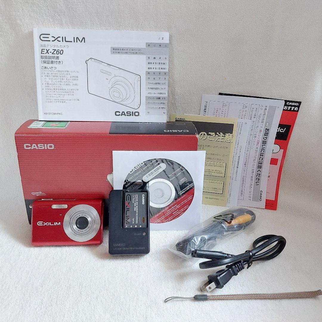 美品 CASIO コンパクトデジタルカメラ EXILIM EX-Z60 赤 CASIO EXILIM EX-Z60 Red Digital Camera [6MP, 3x Optical Zoom] 2.5