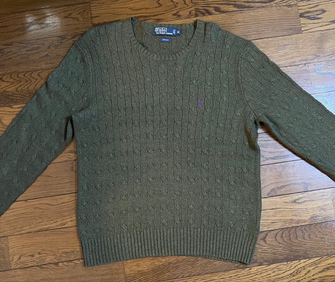 POLO RALPH LAUREN ポロラルフローレン　ケーブルニット　サイズM ケーブルニット コットン クォータージップ セーター（ニット/セーター