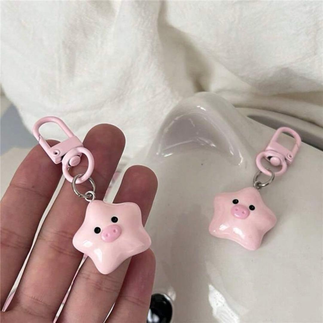 豚さんチャーム 2点 キーホルダー バッグチャーム ペアキーホルダー 星