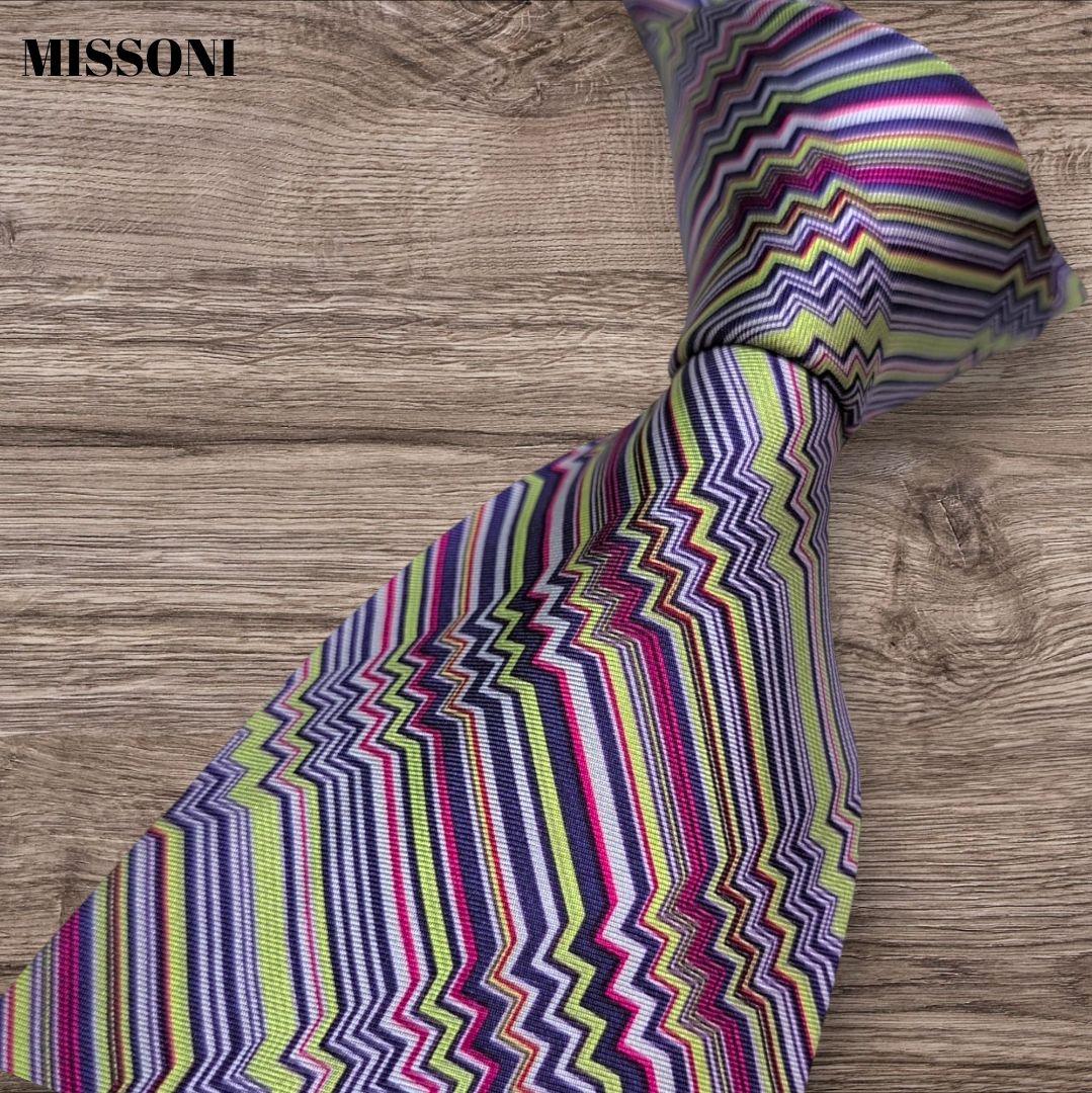 美品 MISSONI ジグザグ シルク ネクタイ マルチカラー スーツ - メルカリ