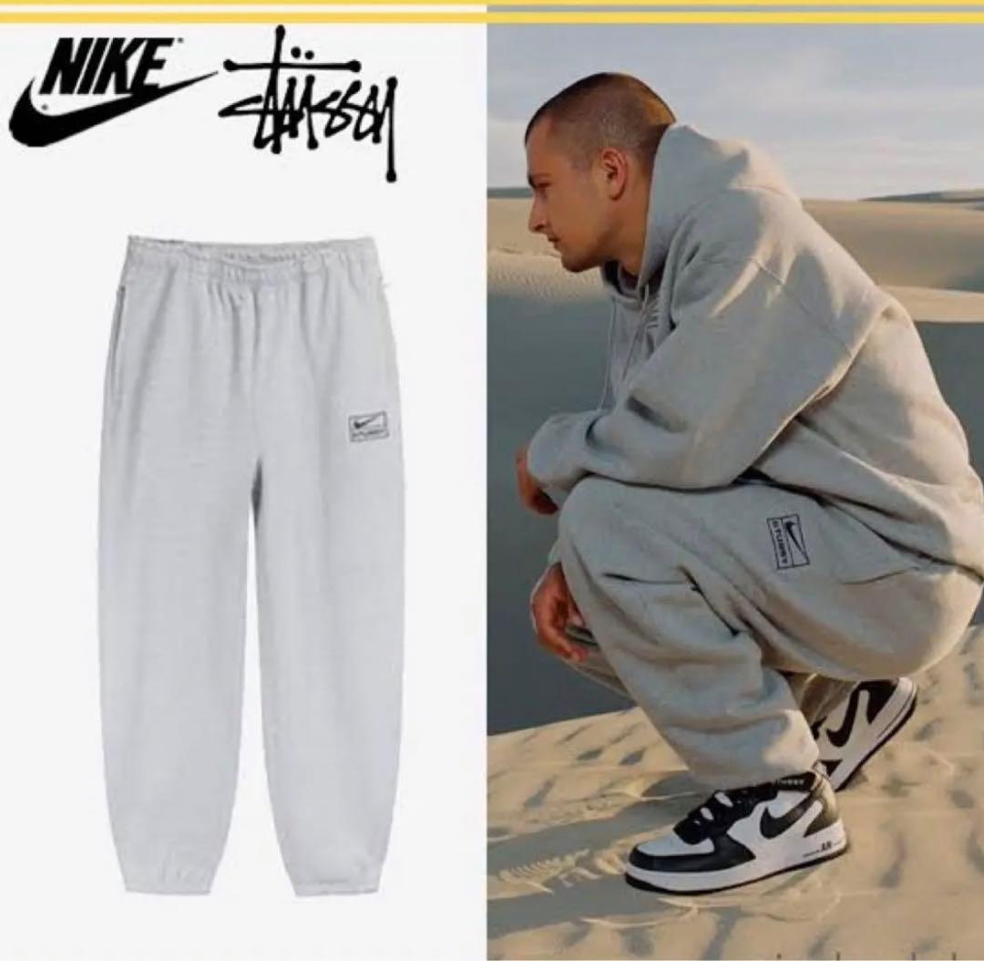 nike stussy スウェットパンツ グレー - メルカリ