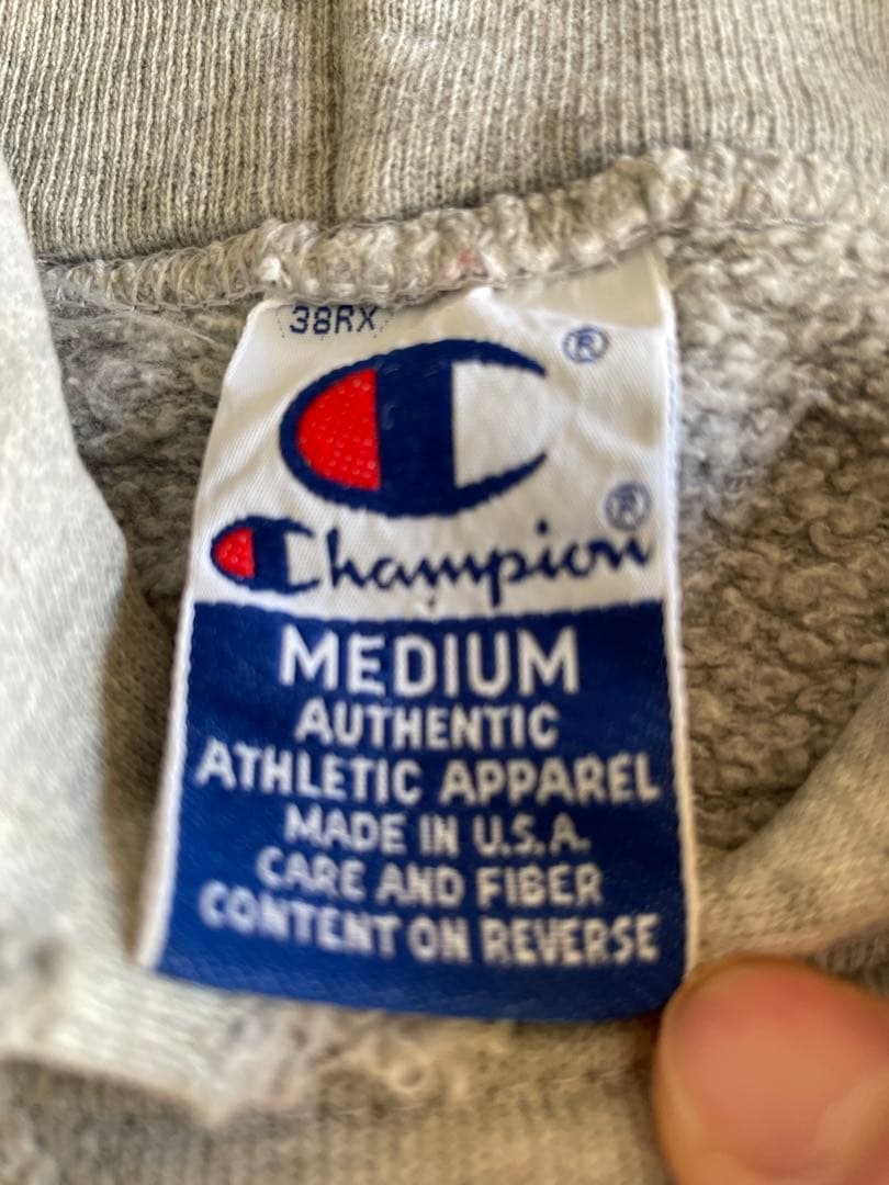 極希少 USA製 チャンピオン スウェット パーカー グレー 山田蓮 刺繍